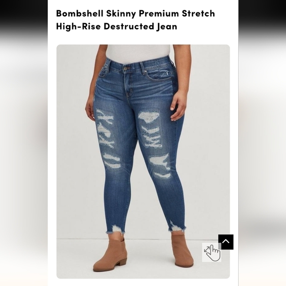 Bombshell Skinny Premium Stretch High-Rise Destructed Jean plus size 16 - Picture 3 of 15